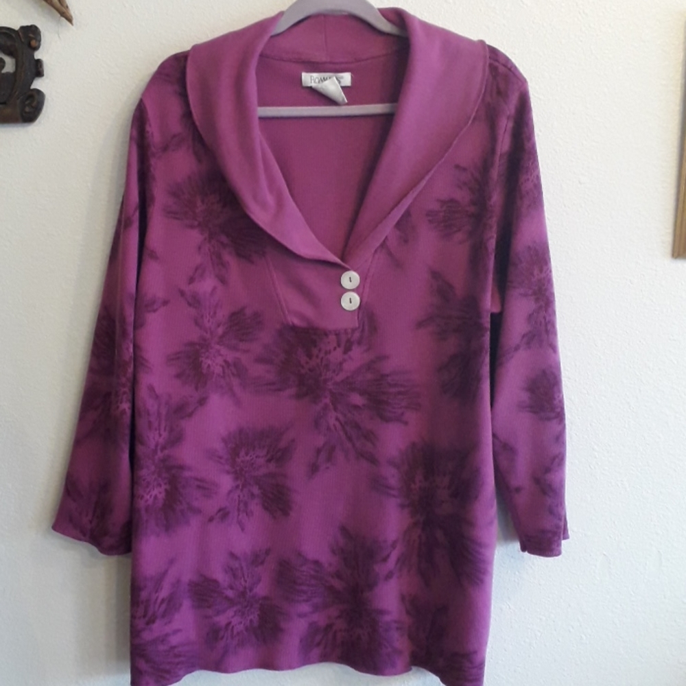 Roaman's Waffle Weave V Neck Top